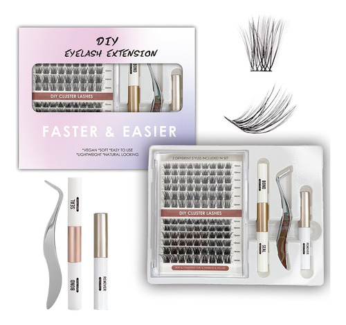 Extensiones De Pestañas Híbridas,108 Cluster Eyelashes Set