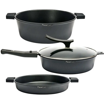 Sartenes Aluminio Fundido Flavor Stone Cast Gran Gourmet Set Color Negro | Meses sin interés