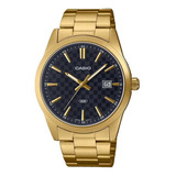 Reloj Casio Para Caballero Mtp-vd03g-1audf Dorado Color Del Fondo Negro