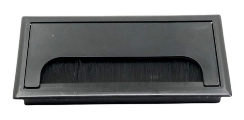Tapa Pasacable Rectangular 16x8cm Pvc Negro Con Cepillo X 10