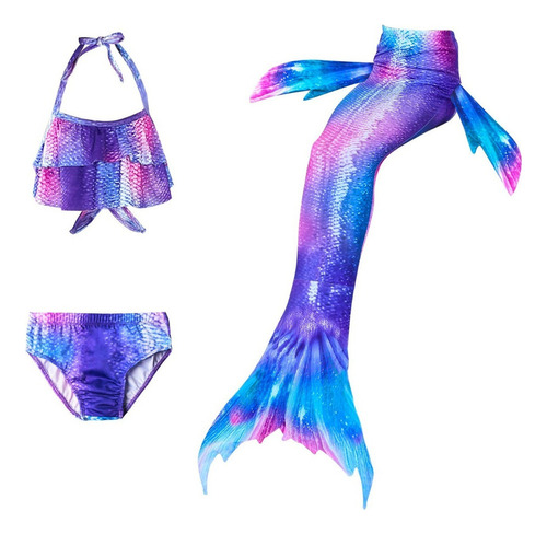 Traje Baño Cola Sirena Bikini Cosplay Niñas Nadar Ropa