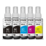 Kit 05 Refil Tinta T664 L200 L110 L375 L395 L355 L365 Orig