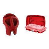 Porta Talher 4 Divisórias Vermelho C/tampa+ Escorredor Envio