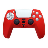 Capa Silicone Para Controle Dualsense Ps5 Vermelha + Grip