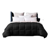 Edredon Acolchado King Size Blanco 260 X 280 Cm Efecto Duvet Color Negro Diseño De La Tela Liso