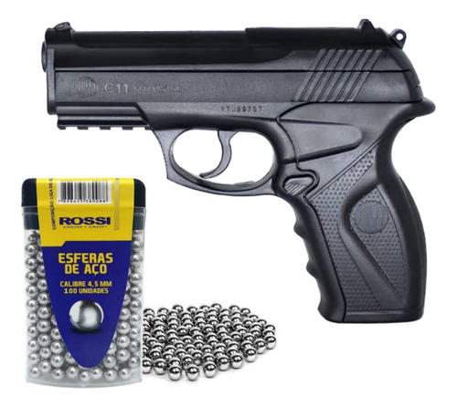 Pistola Pressão Gas Co2 Wg C11 Polímero + Esferas Aço 4,5mm