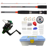 Combo Kit Pesca Waterdog Variada Río Caja Completa Caña Reel