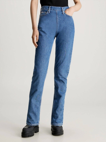 Jeans Slim Straight Azul Para Mujer Calvin Klein Jeans