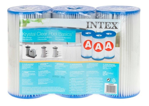 Cartucho Tripack Filtro Piscina Tipo A Intex 29003