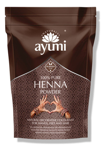 Ayumi Polvo De Henna Mehndi Puro, Color Natural Para Cabello