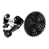 Kit K7 9v Cassete Bike 11/36 E Câmbio 9v Cage Longo Sunrun Cor Preto Quantidade Máxima De Dentes 36 Quantidade Mínima De Dentes 11