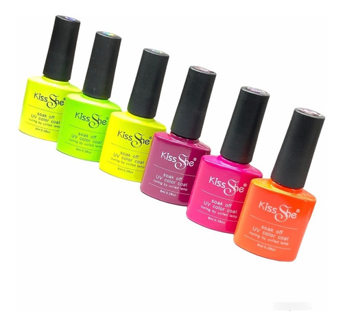 Kit 6 Esmaltes Kiss She Gel  Nail Designer Variados