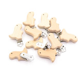 Broche Porta Chupete Montessori Madera Haya Natural Cocodril