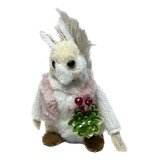 Esquilo Com Roupinha Tricot Rosa E Branco 11cm Decor Natal