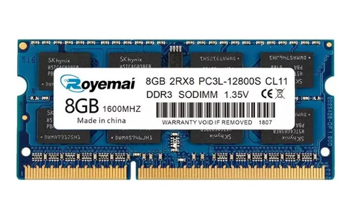 Memoria Ram Royemai Ddr3l 1600 Mhz 8 Gb Para Portátil