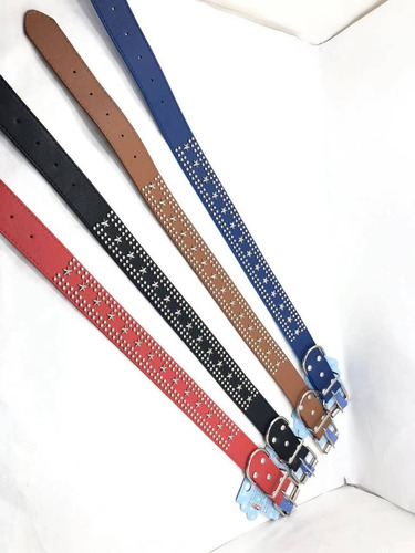 Collar De Perro 3.5cm Diseño Con 14 Tachas Estrellas