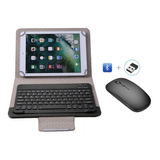 Funda De Piel Con Teclado Bluetooth Ratón Para Tablet 9-10 