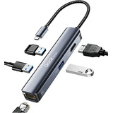 Hub Usb C Ethernet, Adaptador Multipuerto Dockteck 5 En 1