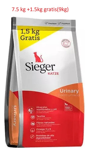 Sieger Katze Gatos Urinary 7.5 + 1.5 Kg Gratis (9kg)