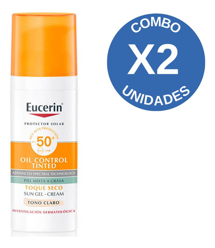 Combo Eucerin Proteccion Solar Toque Seco Tono Claro X 2 Uni