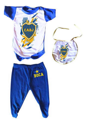 Body De Bebe Boca Juniors Futbol + Ranita + Babero Personali