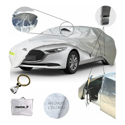 Funda Cubierta Lona Afelpada Cubre Para Mazda 3 Sedan 2025 Plateado