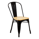 Silla Tolix  De Metal Con Asiento De Madera Para Comedor 