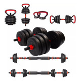 Halter Anilha Barra Kettlebell Kit Pesos Musculação 6 Em 1