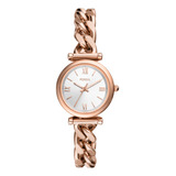 Reloj Mujer Fossil Es5330 Carlie Correa Rosa Bisel Rosa Fondo Blanco