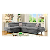 Sala Annelies Derecho Lino  Gris Sillon Mueble Piezas