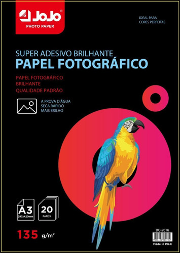 80 Folhas Papel Foto Glossy Adesivo A3 135g Premium Original