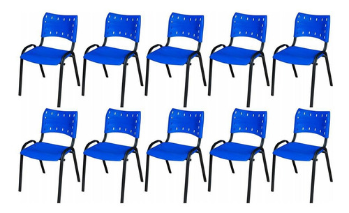  Cadeira Iso Kit 10 Peças Base Preto Cores Variadas 