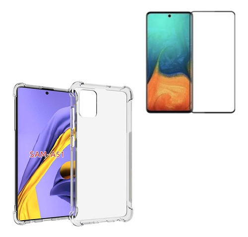 Carcasa Silicona Reforzada Para Samsung A51 + Mica Vidrio 