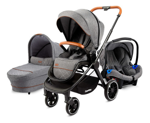 Coche De Paseo Carestino Beverly V2 Gris Con Chasis Color Negro