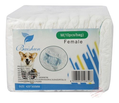 Set 10 Pcs Pañal Para Perro Hembra Dif Tallas Mascotas 1085