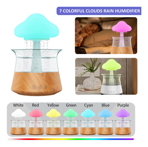 Humidificador De Aire Tipo Hongo, Nube De Lluvia, Luz Noctur