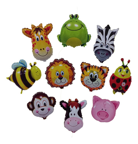 Set 4 Globos Metalizados Animales De 36cm Granja Selva 