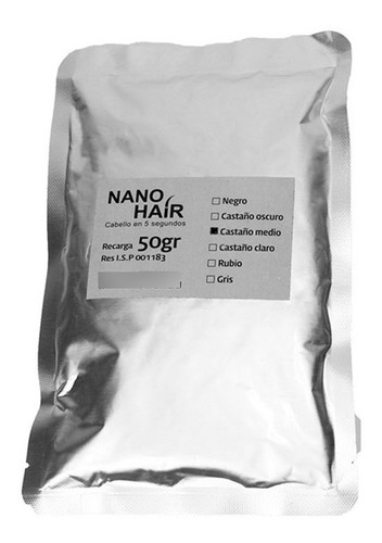 Recarga Polvo Microfibra Alopecia Nano Hair 50gr Castaño Med