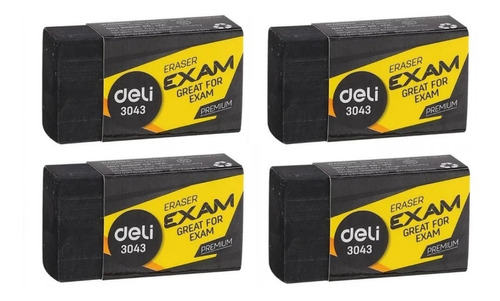 Pack X 4 Gomas De Borrar Deli Negra 3043 Exam Premium