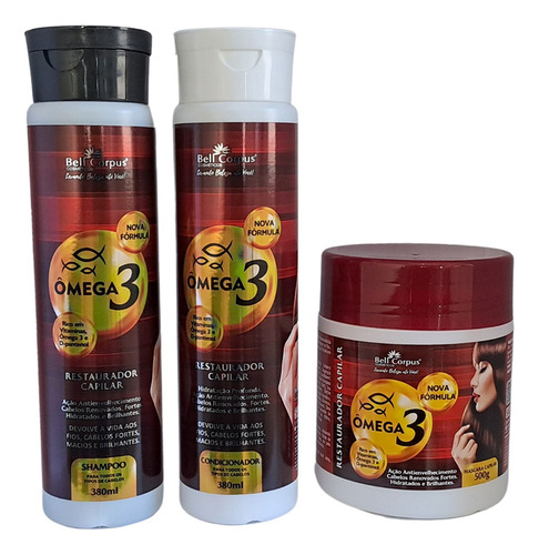 Kit 6 Shampoo + 6 Condicionador + 6 Máscara Ômega 3 Atacado