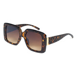 Óculos De Sol Use Young Solar Feminina Quadrado Roma Único, Design Quadrado Armação De Acetato Cor Leopardo, Lente De Policarbonato Clássica/degradada