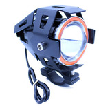 Faro Auxiliar Motocicleta 12 Vcc Ojo De Angel Naranja Negro