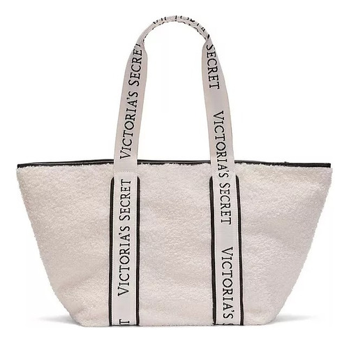 Bolsa Tote Victoria´s Secret Acabado De Los Herrajes Negro Color Nude Correa De Hombro Negro Diseño De La Tela Borrego