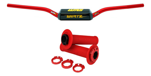 Manubrio Wr5 28mm Alto Rojo + Puños Lock-on Rojo Wirtz