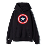 Buzo Buso Saco O Hoodie De Capitán América Color Negro