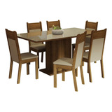 Juego De Comedor Francine Con 6 Sillas Crema/marron/beige