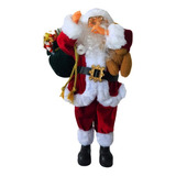 Enfeite Decorativo Papai Noel Com Urso E Presente 46cm