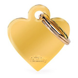 Chapa Para Mascotas My Family Gold Small Heart Grabado Instantáneo