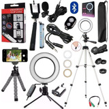 Kit Youtuber Microfone Luz Ring Light Pedestal Gravar Vídeo