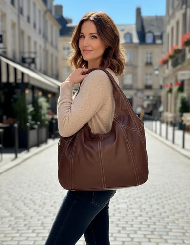 Bolso Grande Jf76b Piel Ternera Americana Suave Negro